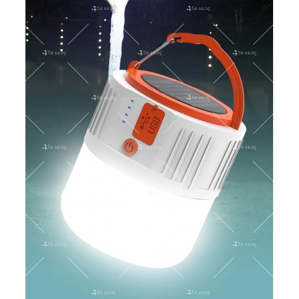Соларна лампа за къмпинг, водоустойчива USB вход и кабел за зареждане CAMP LAMP13 3