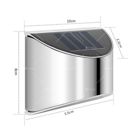 Соларна лампа за осветление на стена, 10W, 8 диода, фотоволтаичен панел H LED62