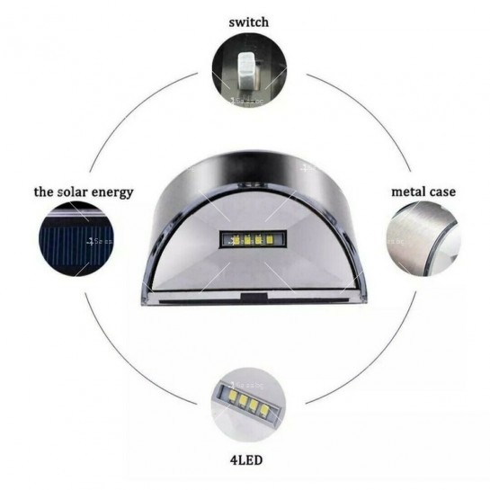 Соларна лампа за осветление на стена, 10W, 8 диода, фотоволтаичен панел H LED62