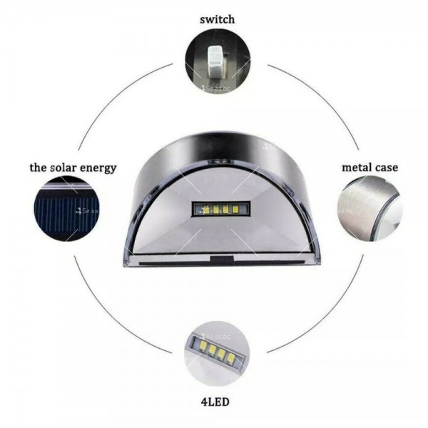 Соларна лампа за осветление на стена, 10W, 8 диода, фотоволтаичен панел H LED62 10