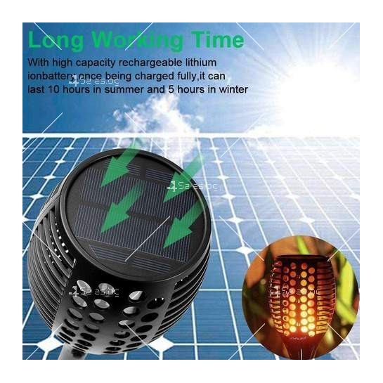 Соларна LED лампа имитираща огън със светлинен сензор и 56 диода H LED84
