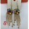 Дамски обеци с цветни мъниста и плътни висулки от синджирчета А160 15