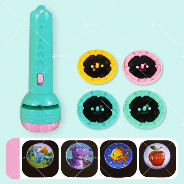Детска играчка фенер, Проектор,3 дискчета с по 24 различни картинки - WJ53 1