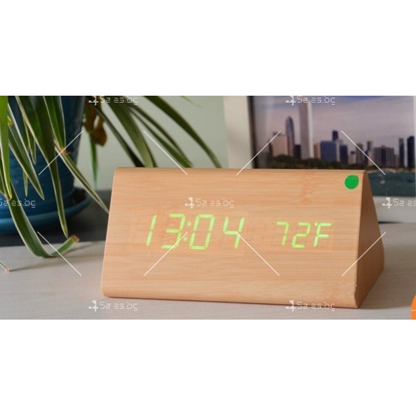 LED Цифров часовник, дървен показващ  часа и температурата - TV931 1