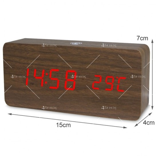 Модерен часовник с ЛЕД дисплей, календар, аларма, температура - TV932