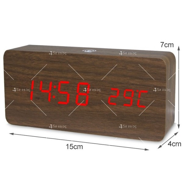 Модерен часовник с ЛЕД дисплей, календар, аларма, температура - TV932 1