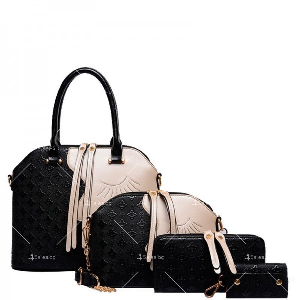 Комплект 2 бр. дамски чанти и 2 бр. портмонета от изкуствена кожа BAG30 1