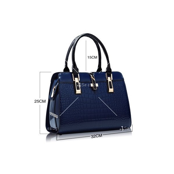 Луксозна лачена дамска чанта, имитираща крокодилски десен BAG43 2
