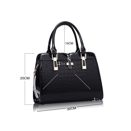 Луксозна лачена дамска чанта, имитираща крокодилски десен BAG43