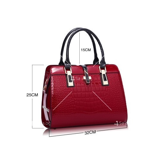 Луксозна лачена дамска чанта, имитираща крокодилски десен BAG43
