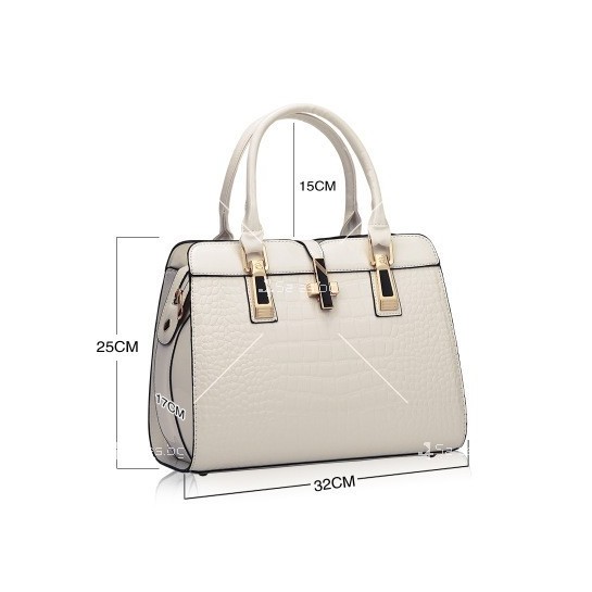Луксозна лачена дамска чанта, имитираща крокодилски десен BAG43