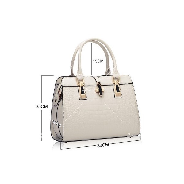 Луксозна лачена дамска чанта, имитираща крокодилски десен BAG43 5