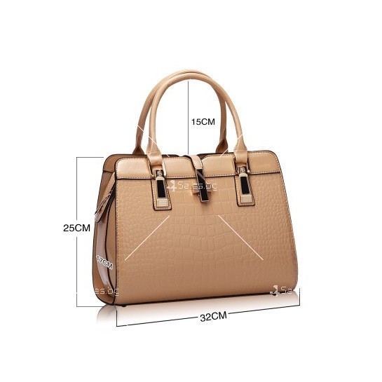 Луксозна лачена дамска чанта, имитираща крокодилски десен BAG43