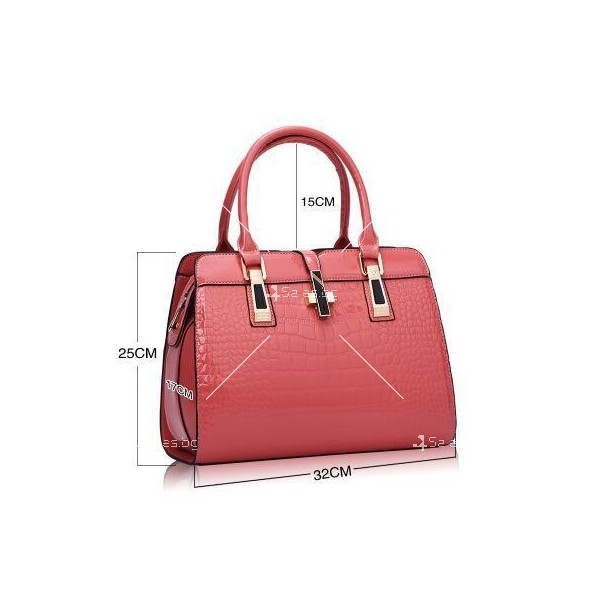 Луксозна лачена дамска чанта, имитираща крокодилски десен BAG43 7