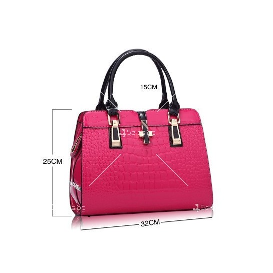 Луксозна лачена дамска чанта, имитираща крокодилски десен BAG43