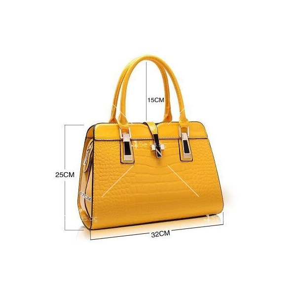 Луксозна лачена дамска чанта, имитираща крокодилски десен BAG43 9