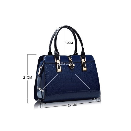 Луксозна лачена дамска чанта, имитираща крокодилски десен BAG43
