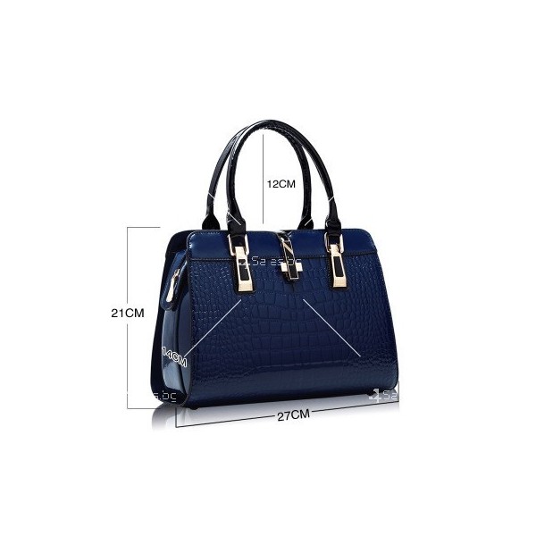 Луксозна лачена дамска чанта, имитираща крокодилски десен BAG43 10