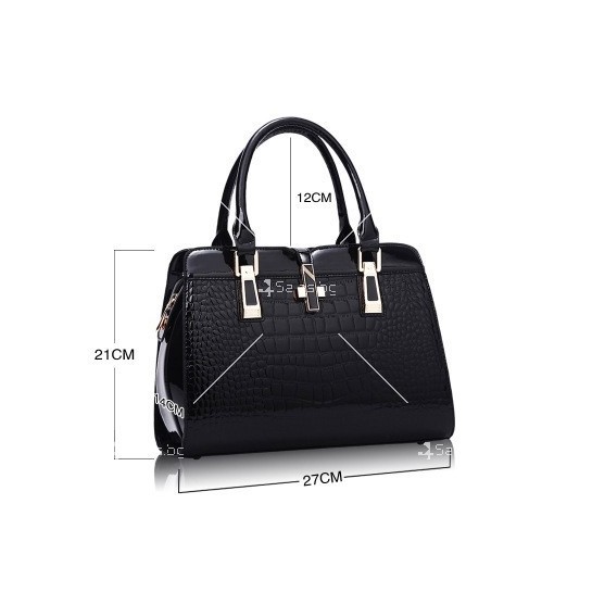 Луксозна лачена дамска чанта, имитираща крокодилски десен BAG43