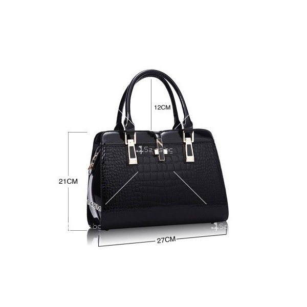 Луксозна лачена дамска чанта, имитираща крокодилски десен BAG43 11
