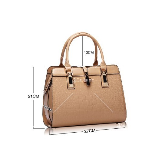 Луксозна лачена дамска чанта, имитираща крокодилски десен BAG43