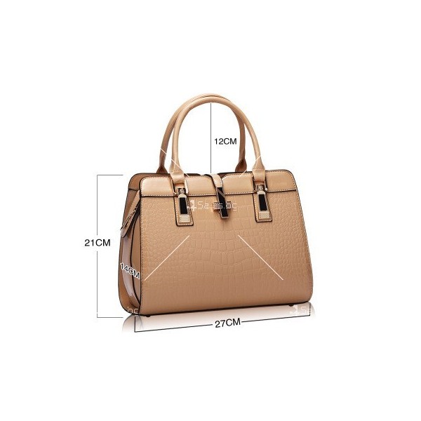Луксозна лачена дамска чанта, имитираща крокодилски десен BAG43 13