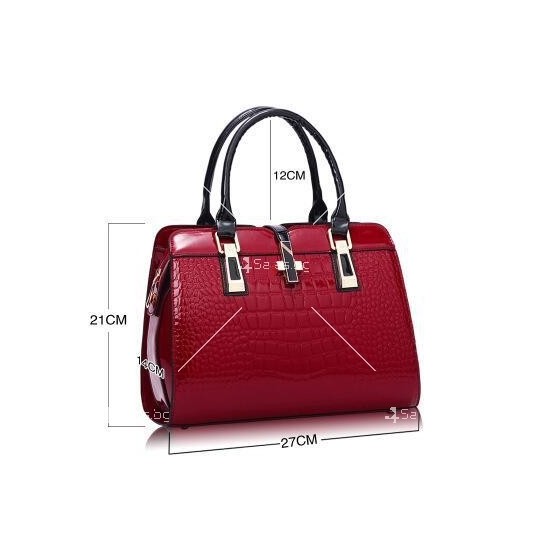 Луксозна лачена дамска чанта, имитираща крокодилски десен BAG43
