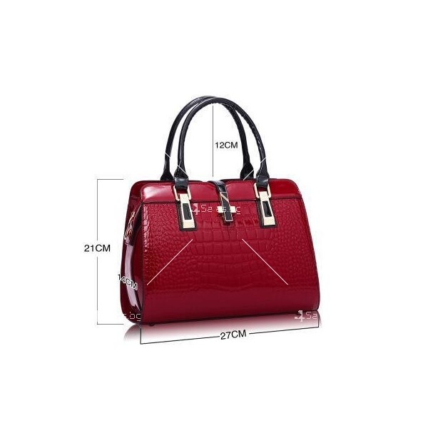 Луксозна лачена дамска чанта, имитираща крокодилски десен BAG43 14