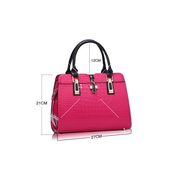 Луксозна лачена дамска чанта, имитираща крокодилски десен BAG43 15