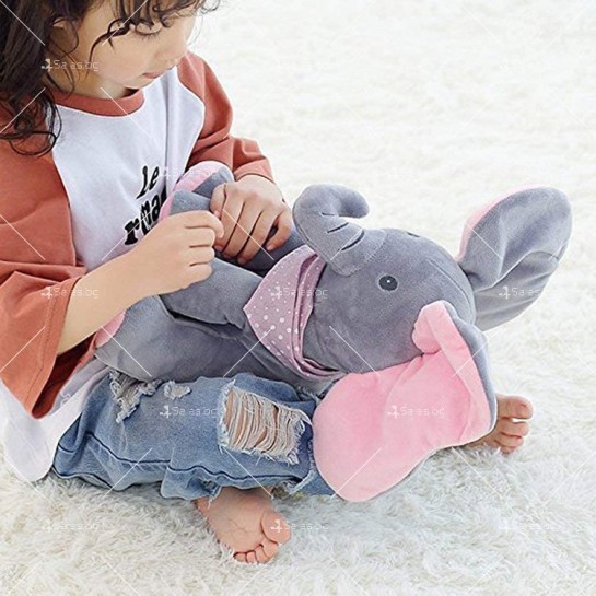 Плюшена детска играчка слон с музикален бутон - WJ34