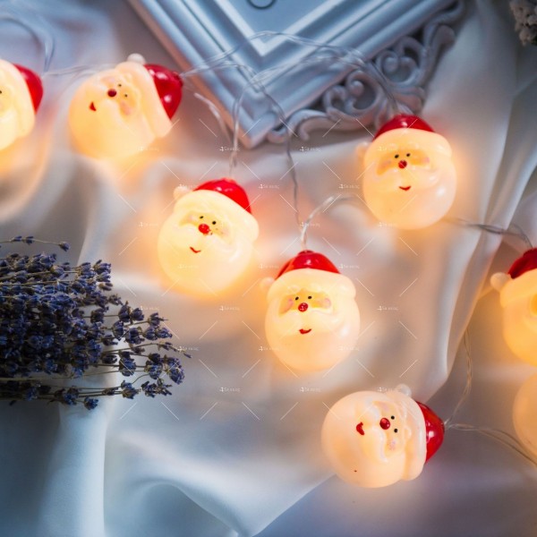 Коледна украса, светещи LED лампички с Дядо Коледа SD19 1