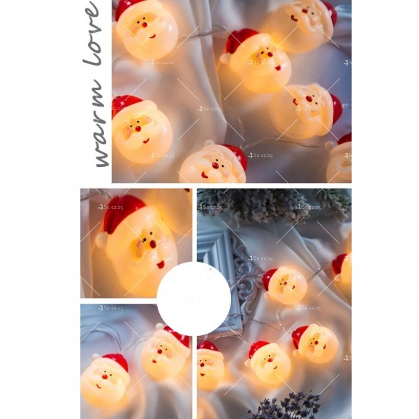 Коледна украса, светещи LED лампички с Дядо Коледа SD19 5