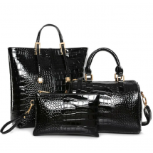 Комплект от 3 броя елегантни дамски чанти, имитиращи крокодилска кожа BAG72