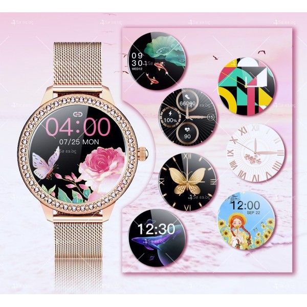 Дамски смарт часовник от неръждаема стомана и дисплей от закалено стъкло SMW62 4