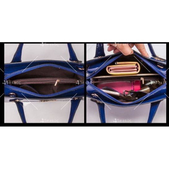 Комплект от 3 бр. лачени дамски чанти в различен размер BAG3