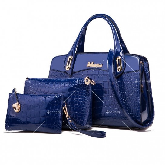 Комплект от 3 бр. лачени дамски чанти в различен размер BAG3