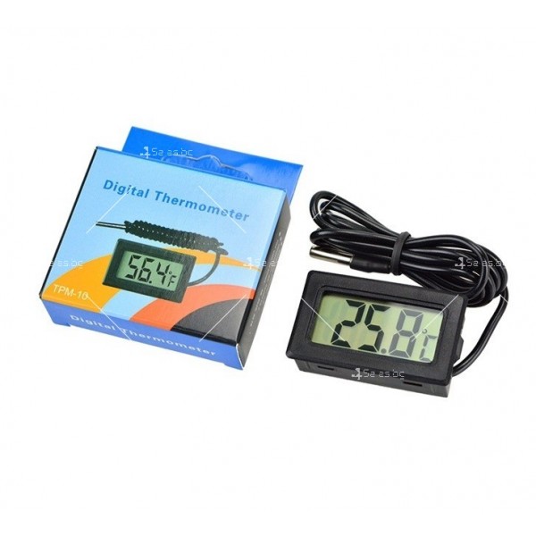 Мини водоустойчив цифров термометър със сонда и LCD дисплей TV947 1