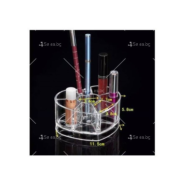 Прозрачен, козметичен органайзер с форма на сърце, снабден с 8 отделения