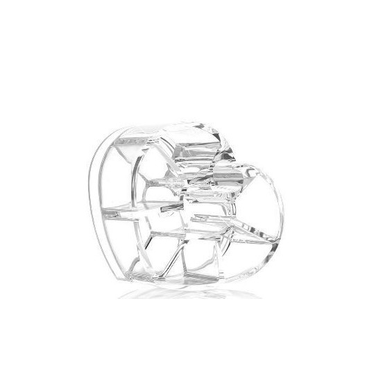 Прозрачен, козметичен органайзер с форма на сърце, снабден с 8 отделения