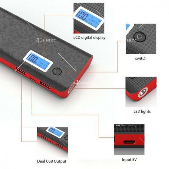 Външна батерия за зареждане на устройства с 2 USB изхода и LED дисплей - ТV1007