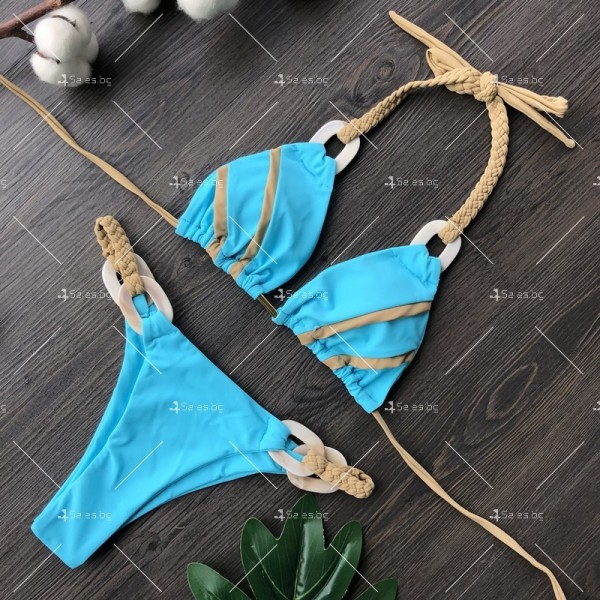 Дамски бански костюм от две части с пластмасови халки за декорация Y105 8