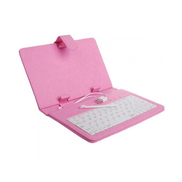 Розова клавиатура калъф за таблет 7 инча универсал
