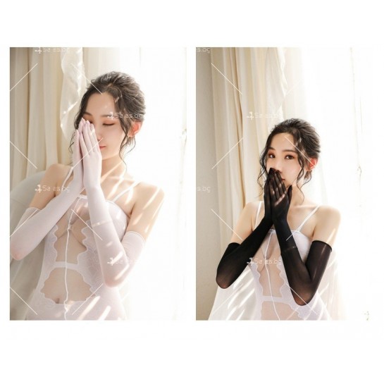 Дълги, елегантни дамски ръкавици  от ликра - NY164