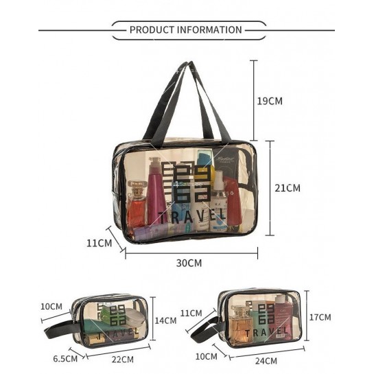 Прозрачна чанта несесер за козметични продукти, различни размери HZS556