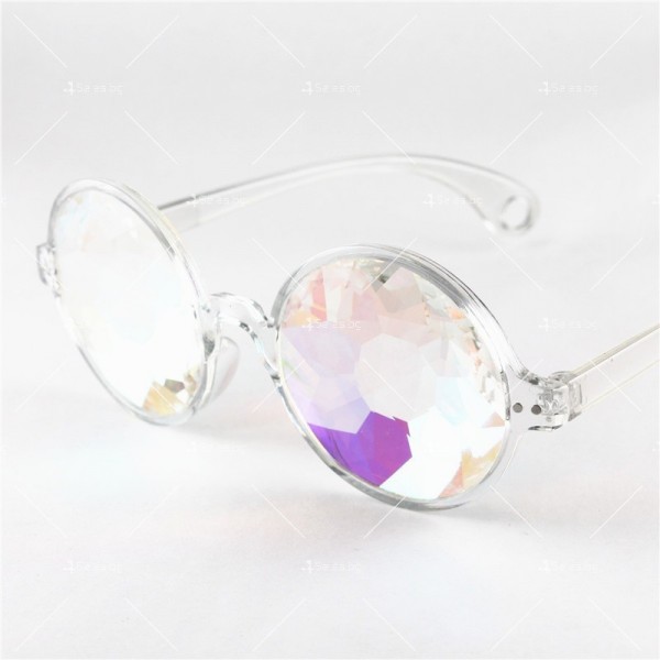Ретро очила с кръгла форма на стъклата и калейдоскопичен изглед 1