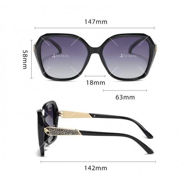 Дамски слънчеви очила с дръжки с метален елемент 12
