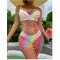 Къса плажна рокля на едра мрежа с тънки презрамки NY187 2
