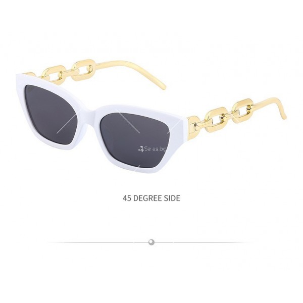Дамски слънчеви очила тип котешко око с ефектни златни дръжки 1