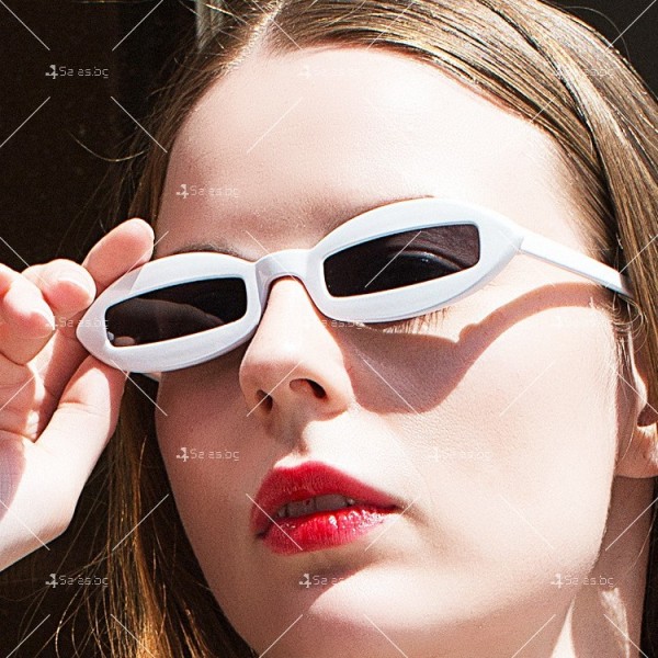 Дамски слънчеви очила тип котешко око с малки правоъгълни стъкла 2