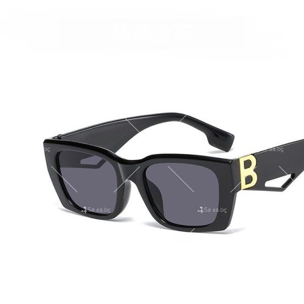 Ретро квадратни дамски слънчеви очила с декорация “B” на дръжките 11